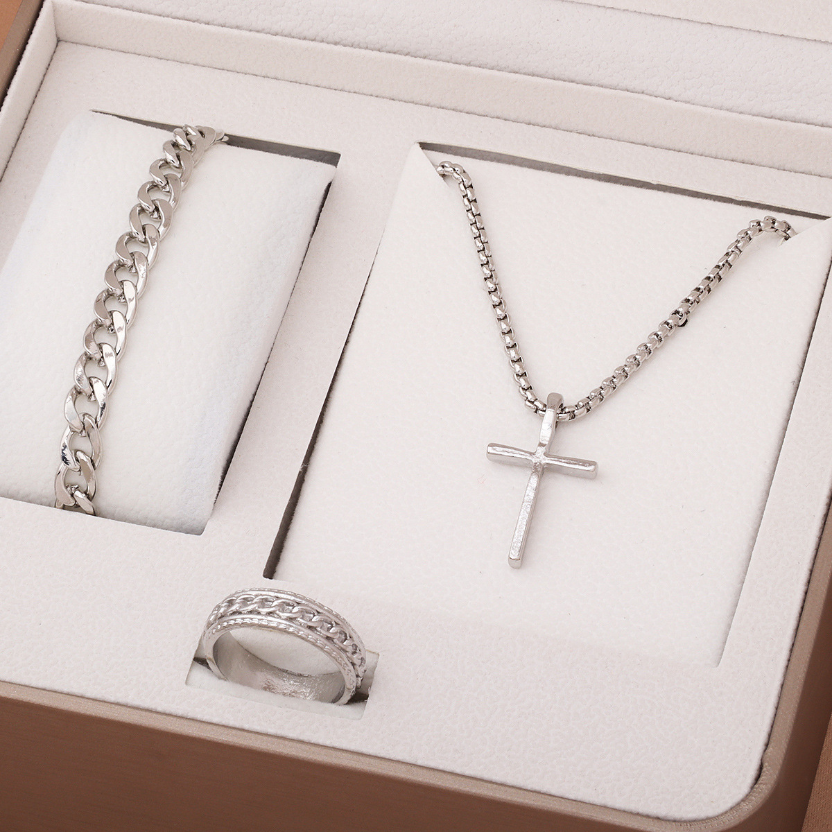 European and American Hot Cross Alloy Arrow Pendant Bracelet Necklace Ring Exquisite Fashion All-match Jewelry suit