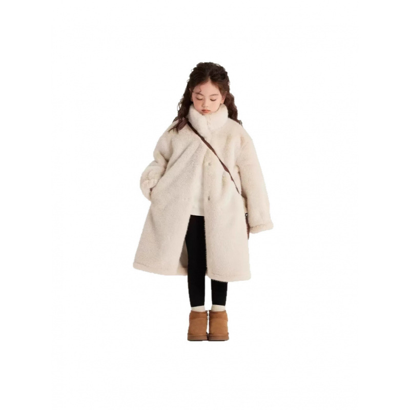Girls' Winter Long Coat 2025 Faux Fur New Style Warm Fur Integrated Thickened Fur Coat Trendy Girls' Jacket