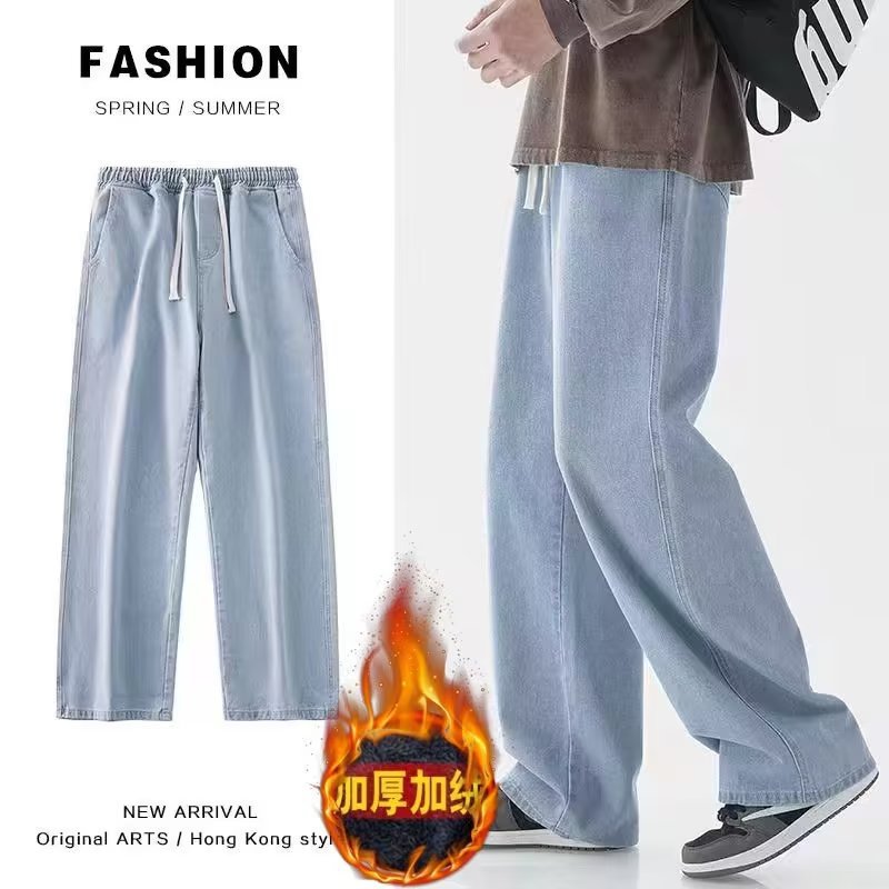 Мужские джинсы, окрашенные в желтую глину, модный бренд, осень и зима, новые, свободные, прямые, американский стиль, ретро, широкие брюки для мужчин