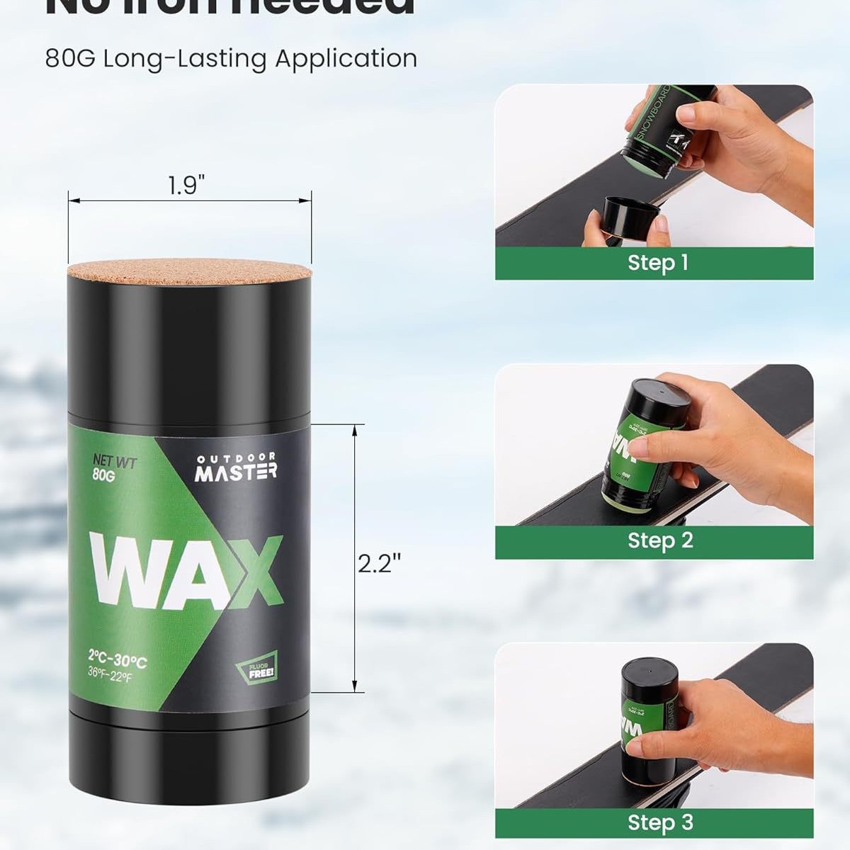 Acmexx Portable, Ready-To-Use Ski Wax for Single and Double Boards, Quick and Convenient Cold Waxing, Beginner-Friendly Ski Maintenance Wax