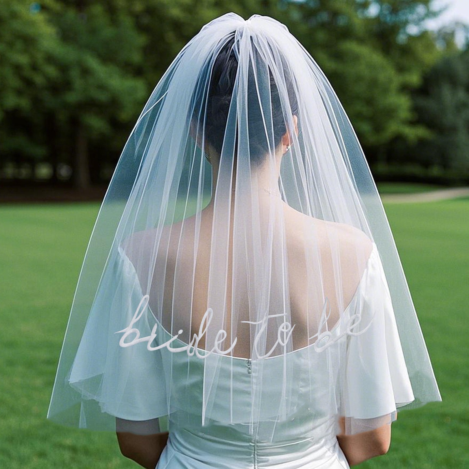 European and American Best-Selling Bridal Pearl Embroider Hot Lettering Veil Bride to Be Veil Wedding Essential Dress Accessories