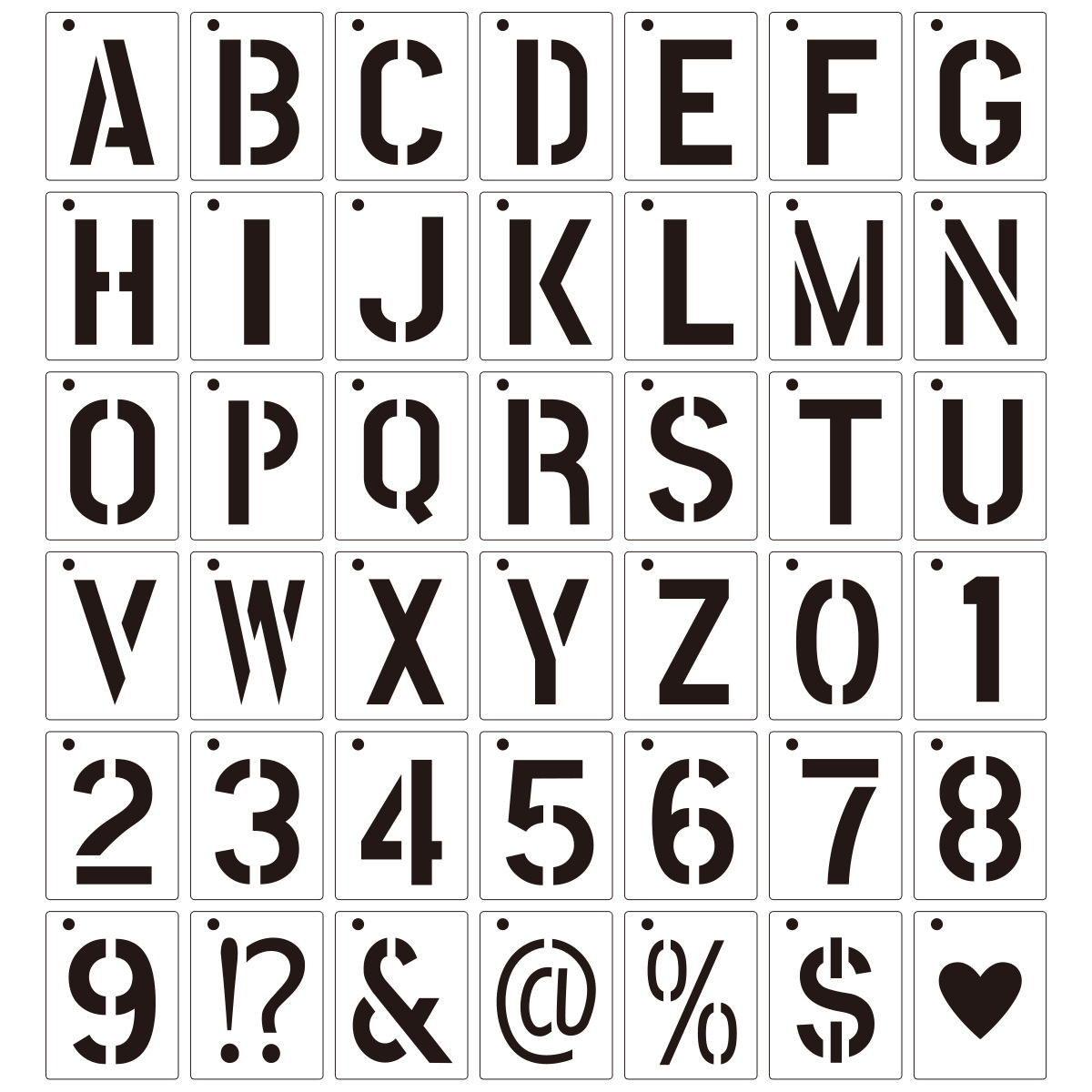 42 Pet Template Ruler Set Amazon Cross-Border English Uppercase Alphanumeric Drawing Spray Graffiti Template