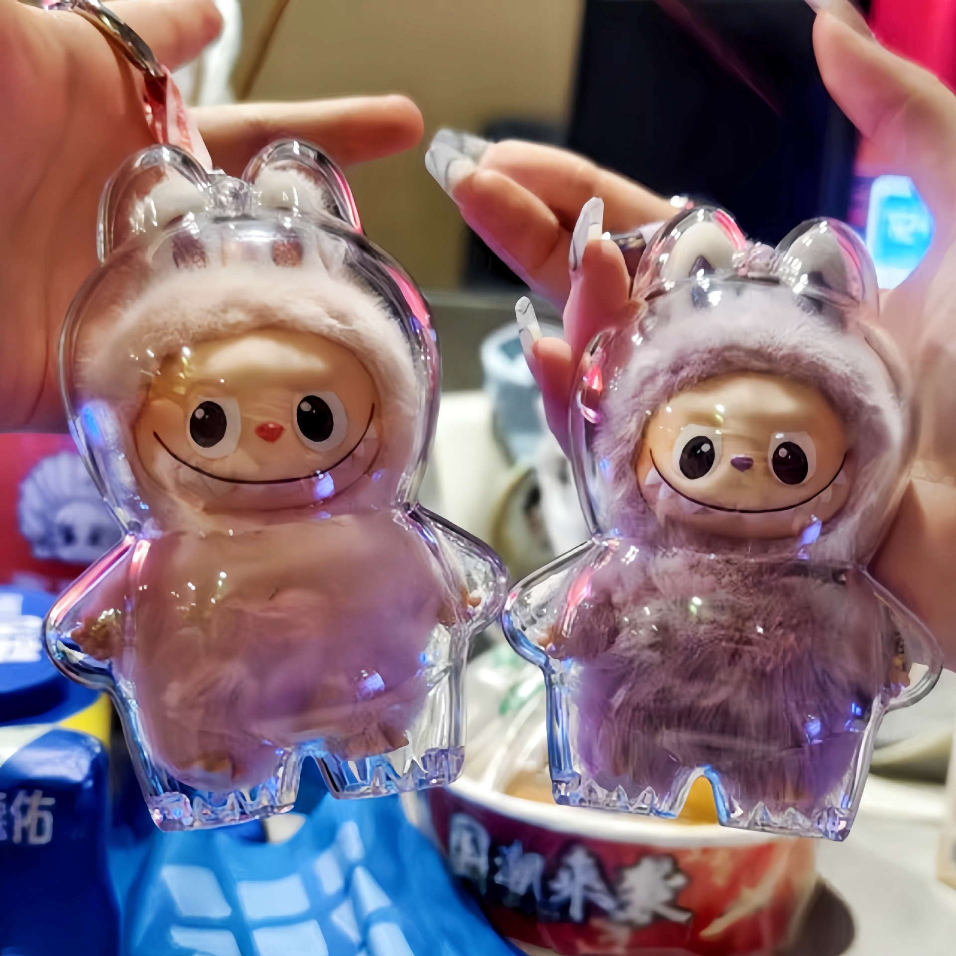 Labubu Heart Password 4.0 Mini Protective Case High Transparency Acrylic Dust Cover Storage Pendant Protective Shell