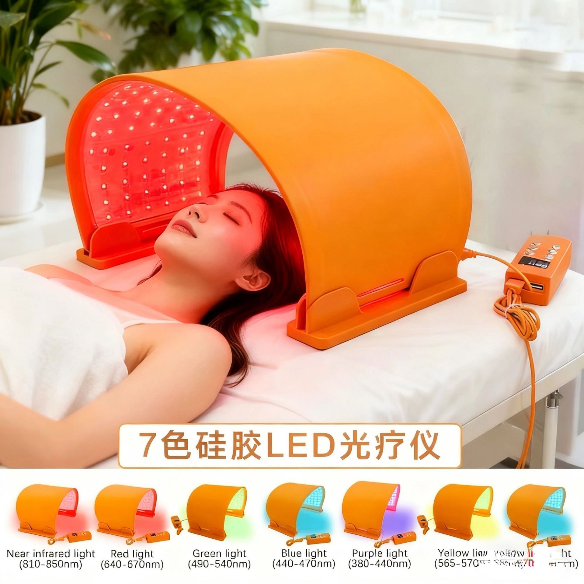 Soft Silicone Spectrometer 8-Color Photon Led Phototherapy Skin Beauty Instrument Fine Skin Beauty Pdt Phototherapy Large Row Lamp Instrument 216 Pieces