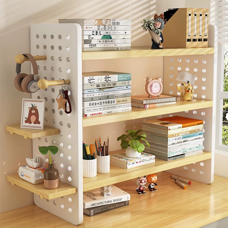 Desktop Storage Rack Desk Storage Rack Household Multi-Layer Book Display Rack Desk Hole Board Placement Shelf