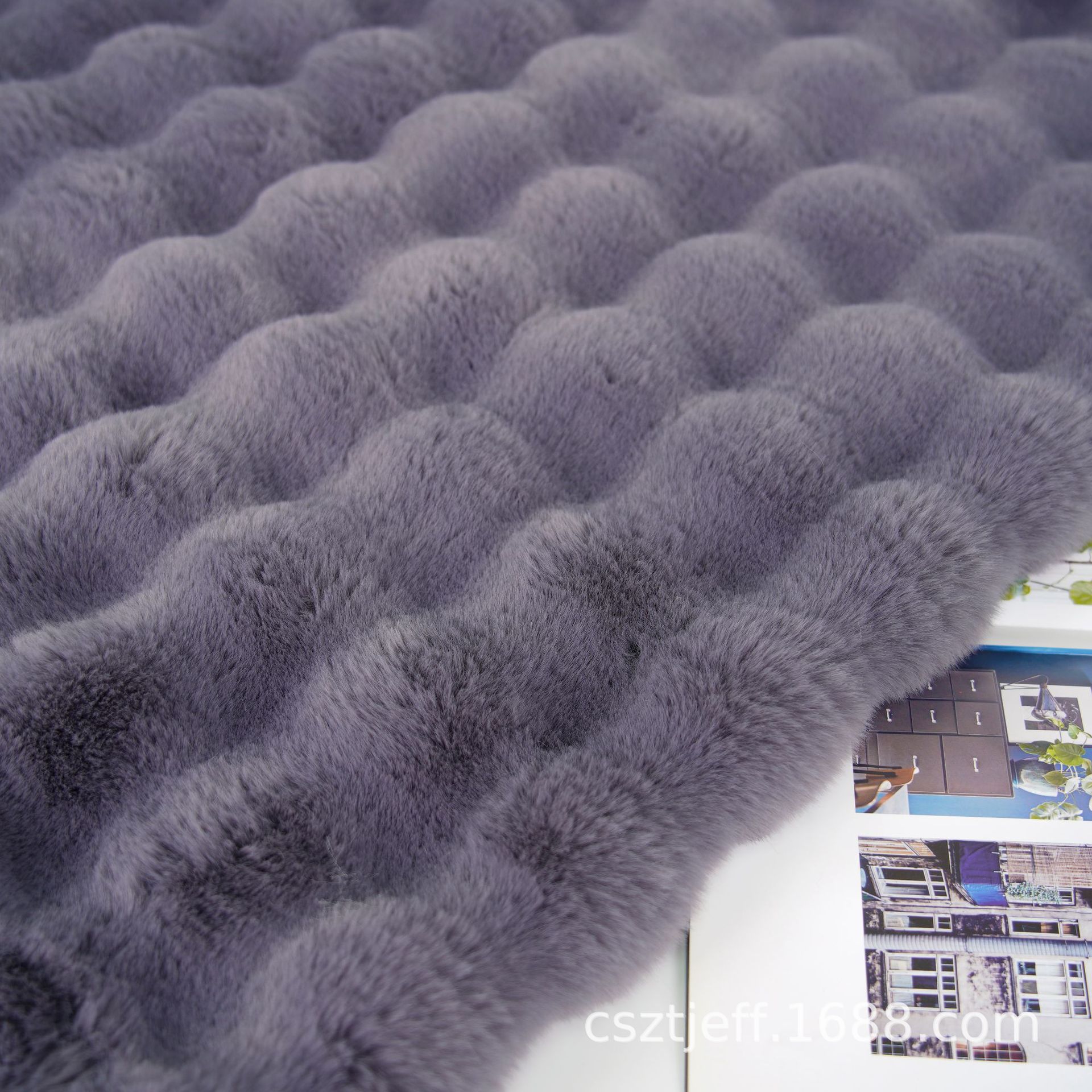 Customized New Product Single-Sided Bubble Rabbit Fur Thickeneded Imitation Rabbit Plush Cloth Outwear Blanket Pillow Floor Mat High-End Fabric