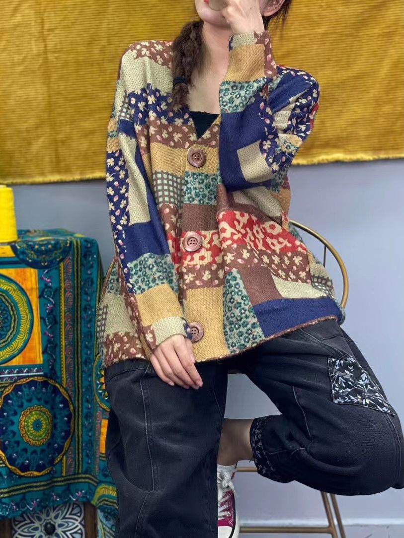 Cross-Border 2025 New Mink Velvet Knitted Sweater Women's Cardigan Jacket Fashion Casual V-Neck Top Women's Autumn Wholesale