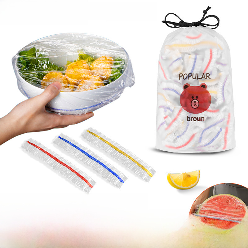 Tear-Free Transparent Cling Film Cover Food Grade Pe Film Fresh-Keeping Bag Bowl Cover Leftover Meal Elastic Disposable Bowl Cover Manufacturer