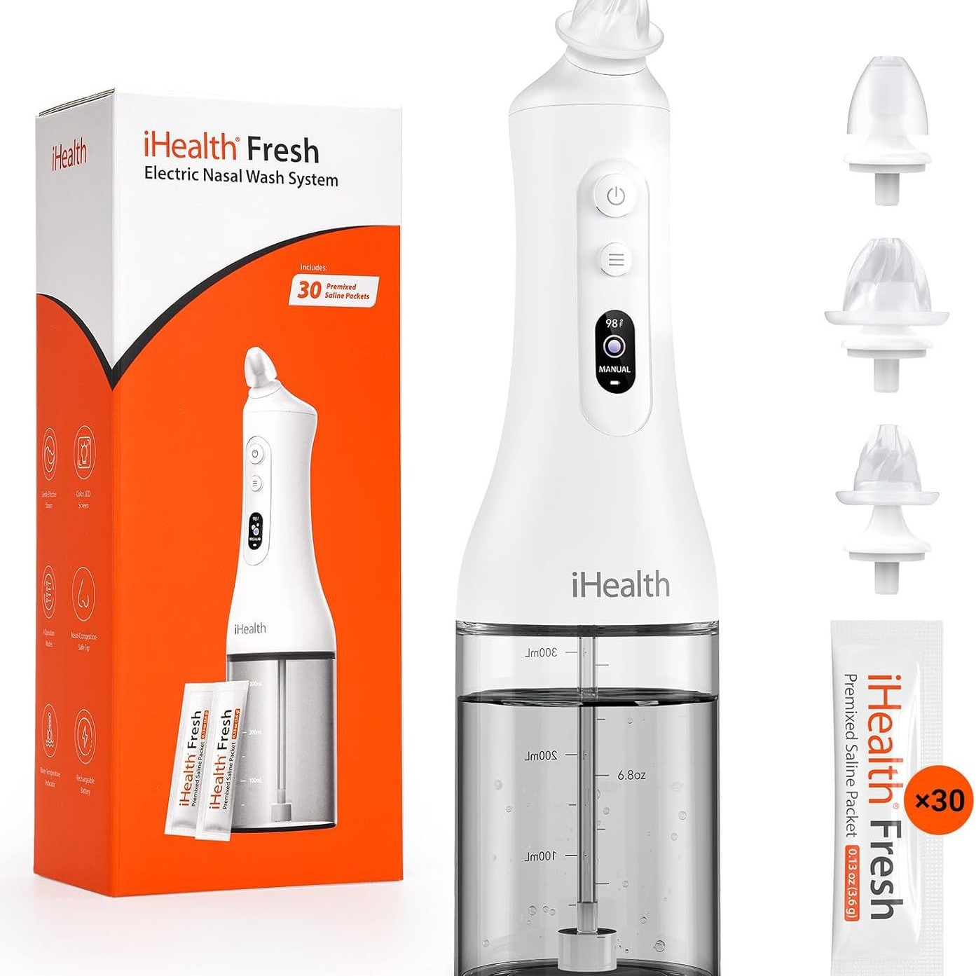 Cross-Border New Ihealth Electric Nasal Rinse and Cleaning Sinus Rinse Liquid Adjustable Nasal Wash Care Set