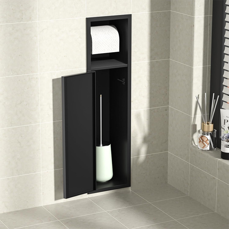 Кросс-бордерный шкаф для туалета из нержавеющей стали, металлический шкаф для хранения, держатель для бумаги, щетка для унитаза, нишевая полка, минималистичный стиль
