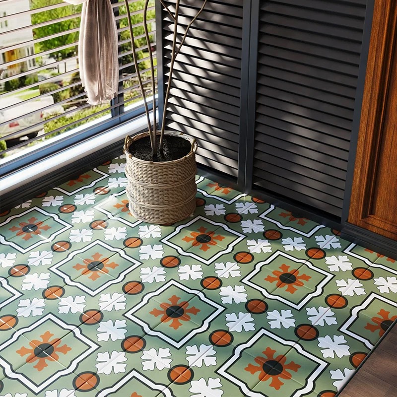 200x 200 patchwork tiles Nordic small fresh green tiles kitchen balcony bathroom toilet floor tiles