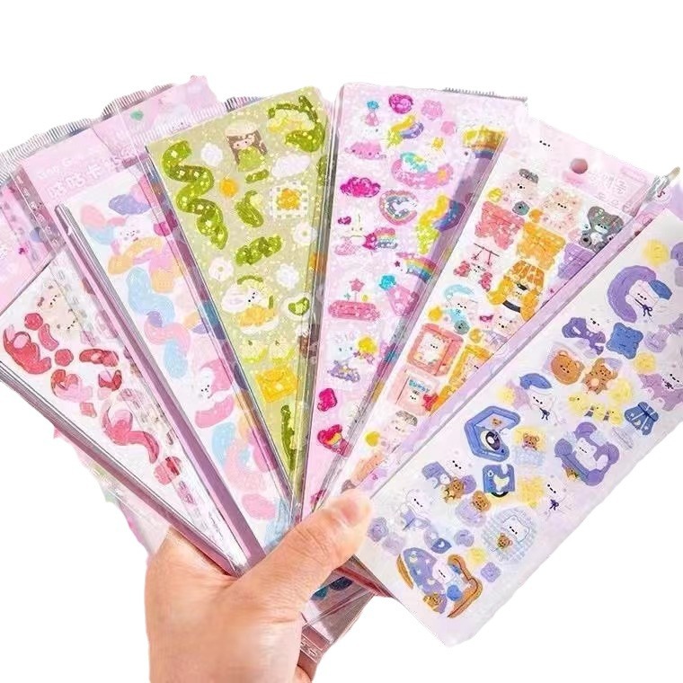 Laser Goka stickers DIY High-looking girl's hand account paste Goka children's hand account laser stickers easy to match