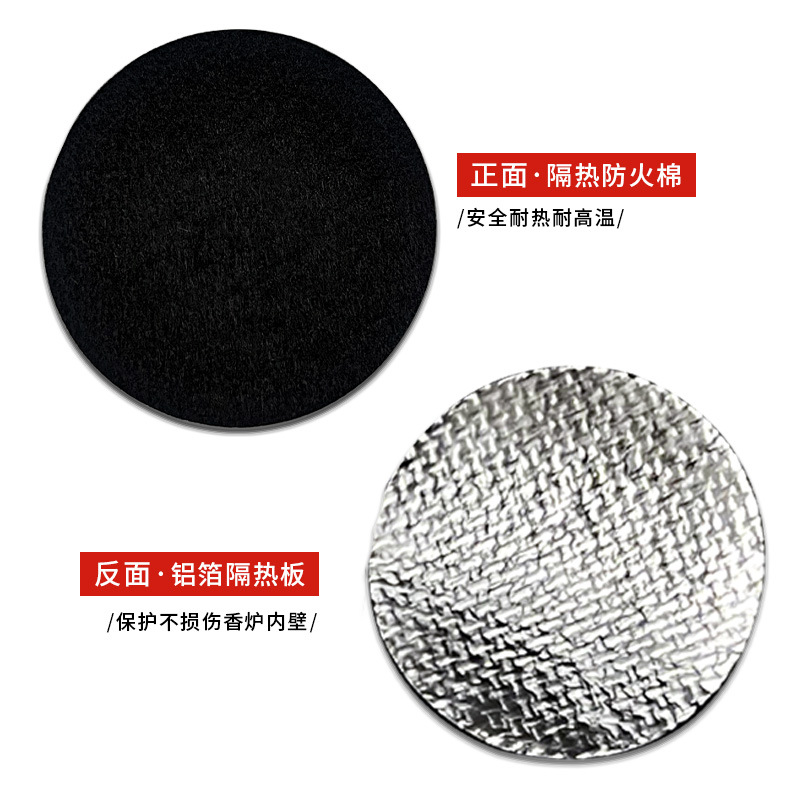 Black Aluminum Foil Incense Burner Fireproof Cotton Thickeneded Agarwood Burner Flame Retardant Cotton Round Household High Temperature Resistant Incense Burner Insulation Pad