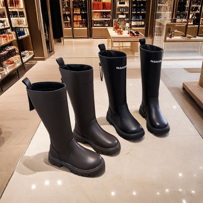 Ботинки для девочек не выше колена осенние и зимние высокие ботинки для выступлений, модные высокие сапоги принцессы