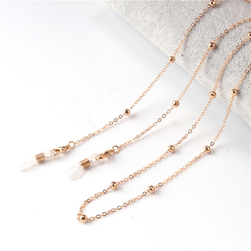 Cross-Border New Style Glasses Necklace Cord for Women, High-End Metal Lanyard, Non-Slip, Simple Beaded Jewelry Wholesale