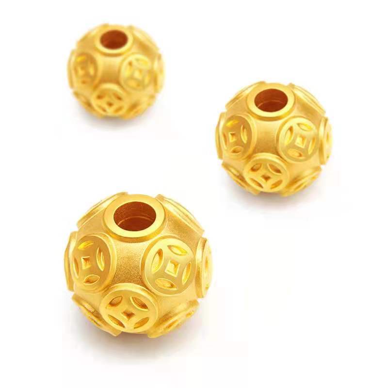 Water shell gold wholesale gold 999 small gold beads 3D hard gold glossy beads ancient method round beads cat's eye Disco transfer beads
