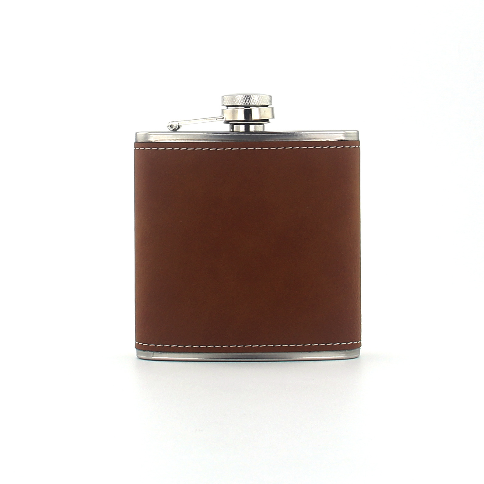 Factory supply stainless steel hip flask laser engraved leather 6 oz portable outdoor small hip flask gift box