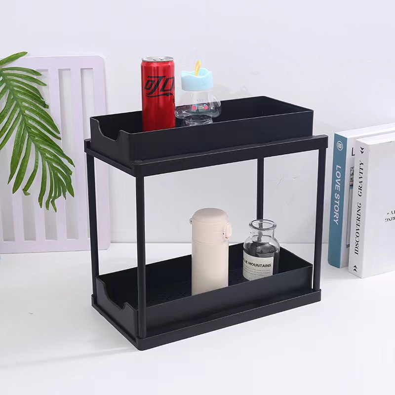 New multi-functional double-layer pull-out kitchen countertop seasoning rack bowl and chopsticks storage rack storage rack sink storage rack