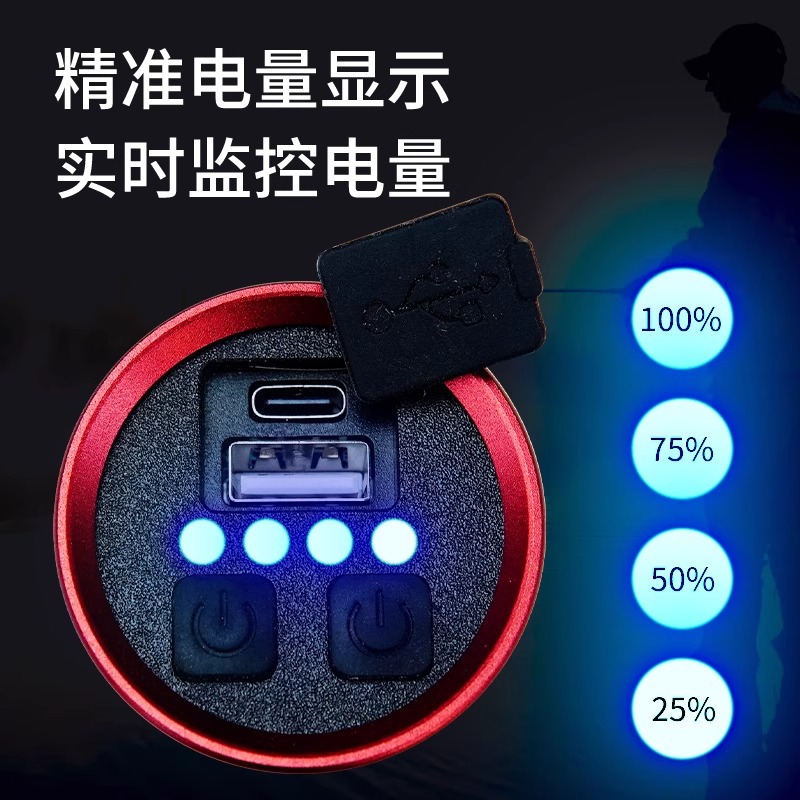 Fishing Lamp, Night Fishing Lamp, Rechargeable Fishing Lamp, Zoomable Purple Light, Four-Light Source Flashlight, Waterproof, Multi-Light Source, Strong Light