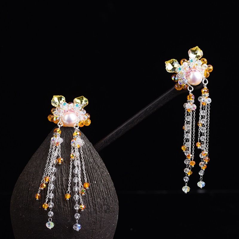 Original Sword Horse Dan Hanfu Jewelry Flower Tassel Antique Earrings Hanging Popular