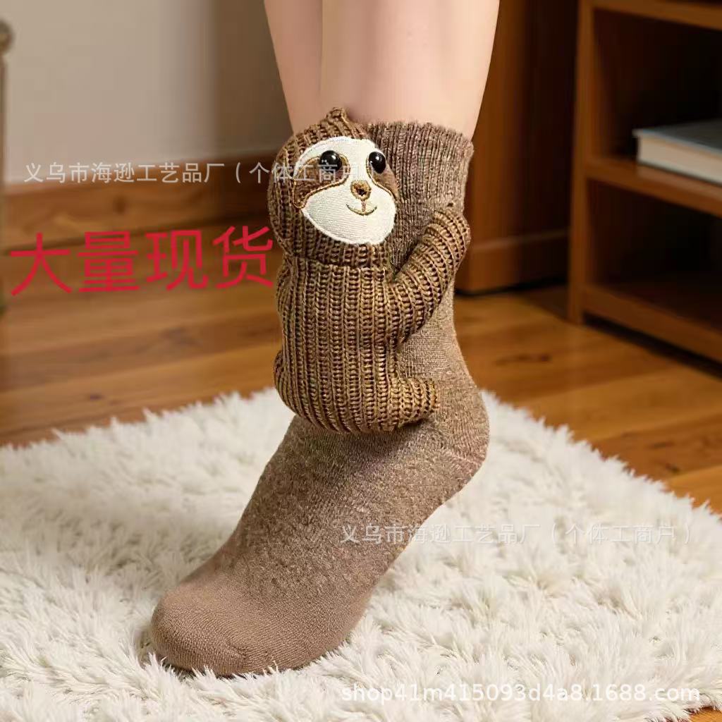 Кросс-бордерные новые 3D вязаные носки с животными плюшевые вязаные носки с животными милые носки с животными