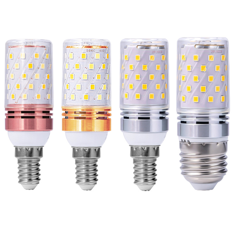led bald strong candle bulb e14 small screw intelligent three-color dimming 12w16w corn bulb