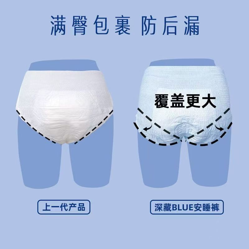 She Research Institute's Deep-Hidden Blue Sleep Pants Are Breathable and Leak-Proof Night Pants for Night Use, Ultra-Thin Dry Pants-Type Sanitary Napkins