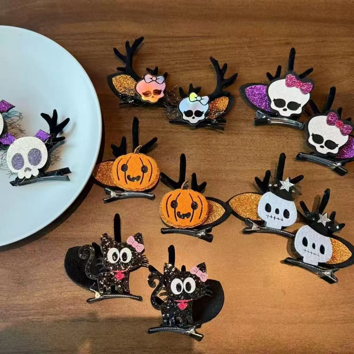 Хэллоуинские аксессуары для волос, заколка с тыквой, реквизит для выступлений, заколка с черепом