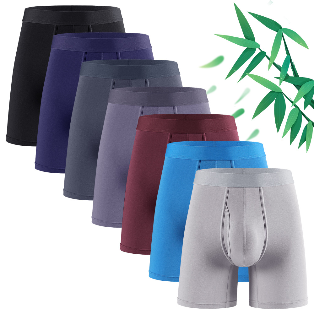 Длинные открытые мужские боксеры средней талии из бамбукового волокна спортивные трусы оптовая продажа