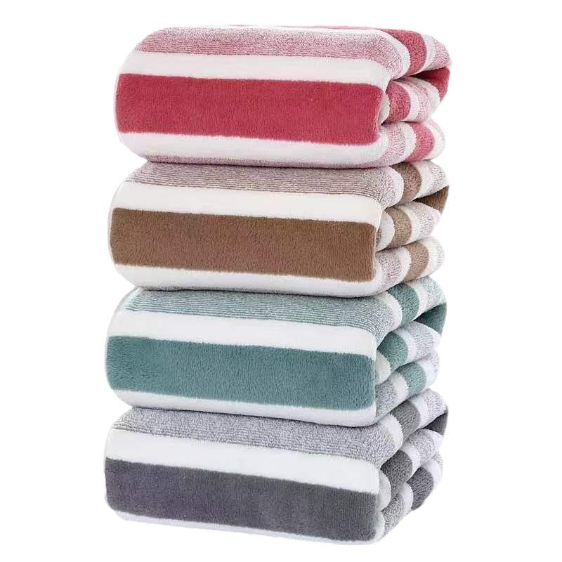 Factory wholesale coral fleece wide edge large towel bath towel suit soft and delicate bath care home towel