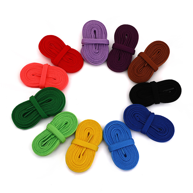 8mm polyester single layer flat color shoelaces fit board shoes canvas shoes White shoes aj sports casual shoelaces wholesale
