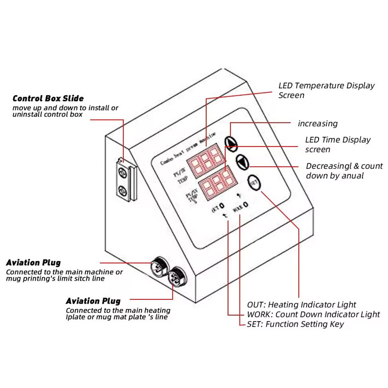 Heat transfer machine controller heat press digital box hot stamping machine temperature control box K 1400W double hole temperature controller