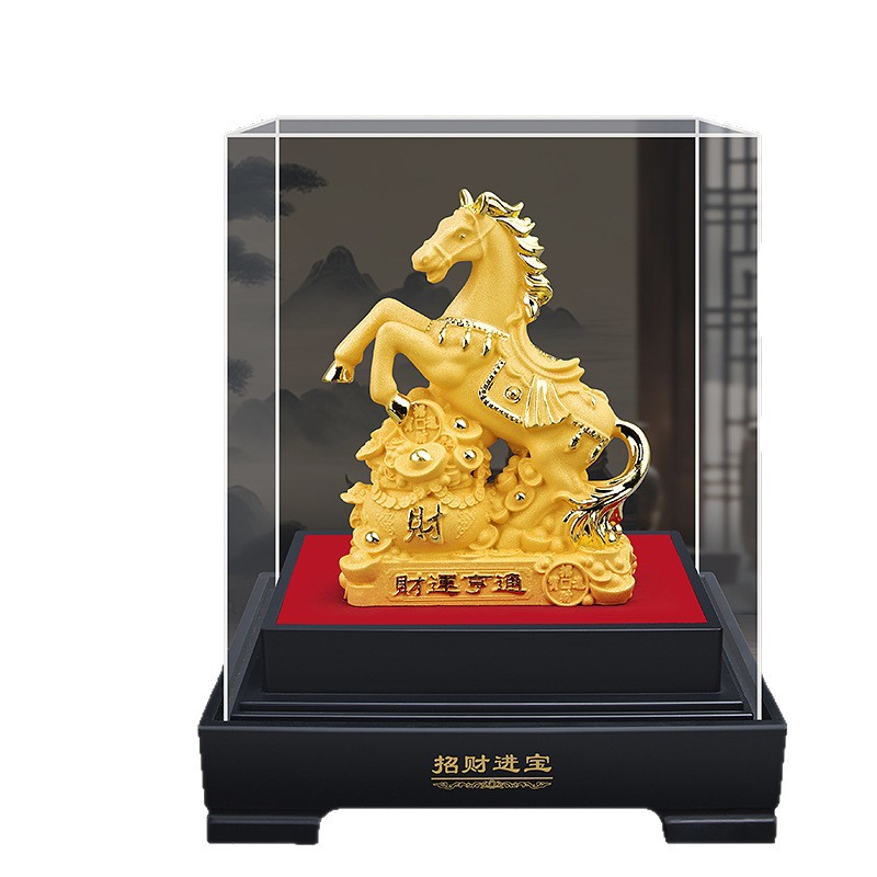 Velvet Sand Gold Horse Ornaments, Zodiac Horse, Store Relocation, Insurance Company 4S Store Event Gifts, Home Decorations