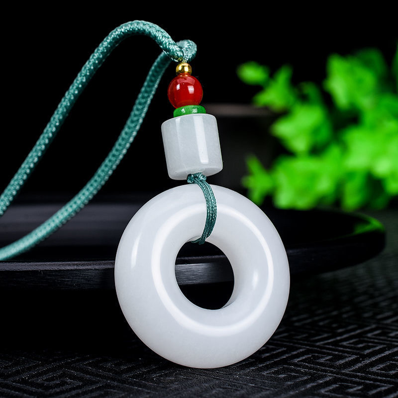 Xinjiang Gold Silk Jade Pendant, White Jade Safe and Wu Shi Brand Pendant, Mutton Fat White Safety Buckle, Gourd Jade Pendant Bread Brand