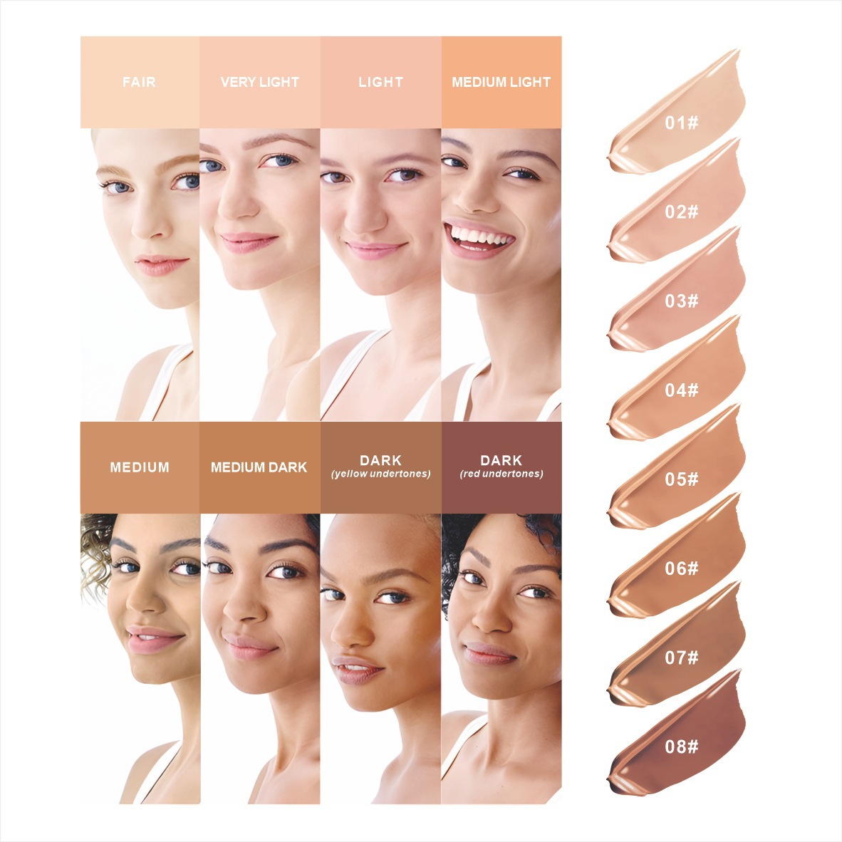Cross-Border Makeup Minipop 8-Color Tube Concealer Concealer, Contouring, Nourishing Foundation Liquid to Cover Dark Circles and Acne Marks
