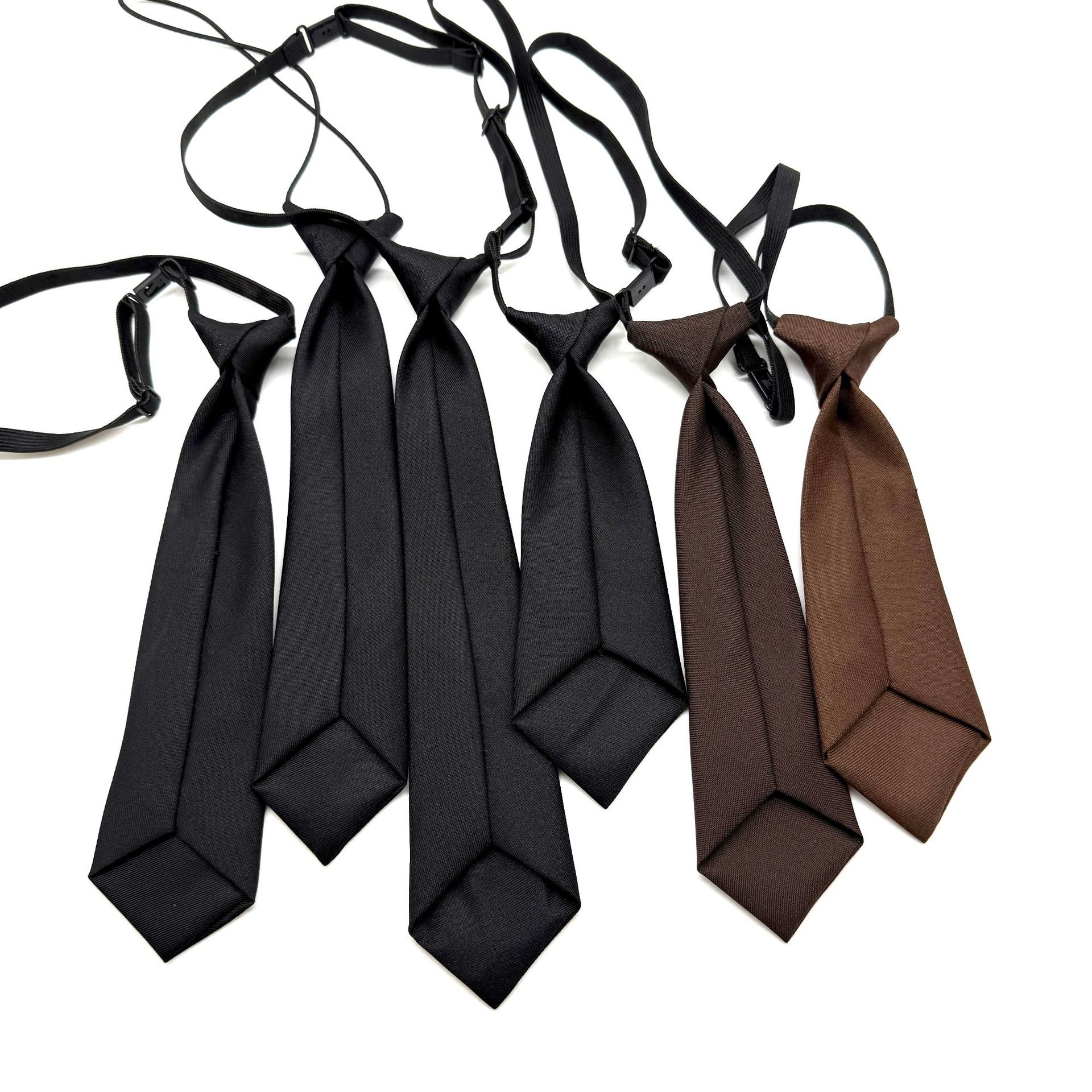 Factory direct in stock black Korean children's tie solid color rubber band Korean JK twill fine grain tie