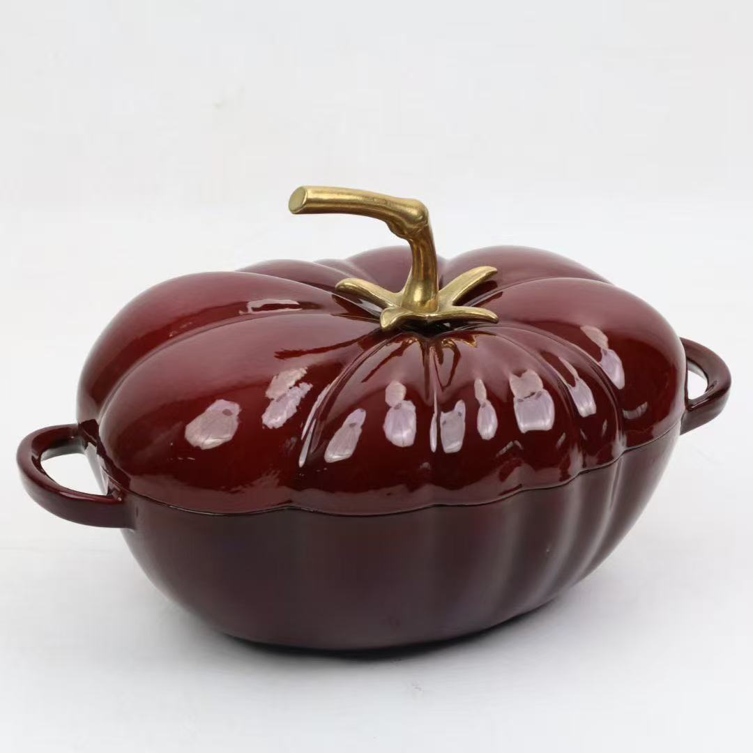 New Cast Iron Enamel Tomato Enamel Pot Stew Pot Household Soup Non-Stick Pot Induction Cooker Gas Universal