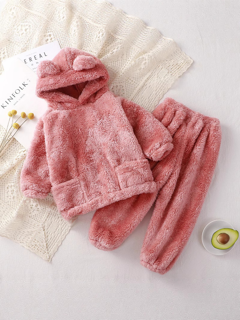 Children's Pajamas New Autumn and Winter Bear Home Set Cute Outer Wear Warm Clothes for Small and Medium-Sized Kidsren High-End Kidsren's Coveralls