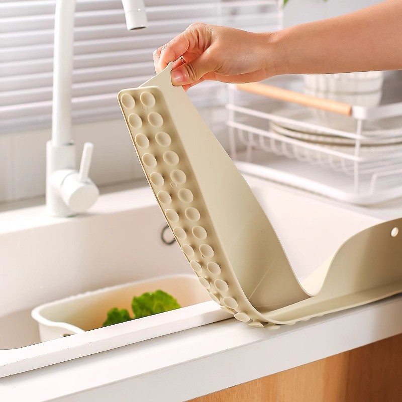 New Nordic Style Rectangular Heightened Water Barrier Multifunctional Kitchen Sink with Suction Cup Silicone Water Barrier Batch
