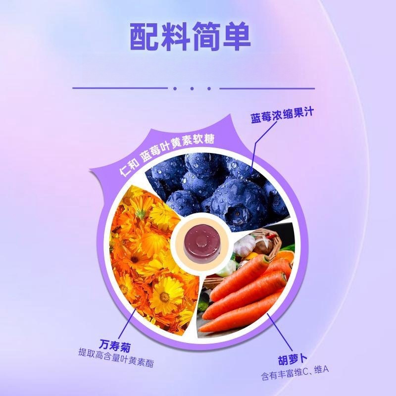 Ren. and Blueberry Lutein Ester Tablets Juice Gummies Genuine Official Adult Middle-Aged and Elderly Gel Candy 30 Capsules