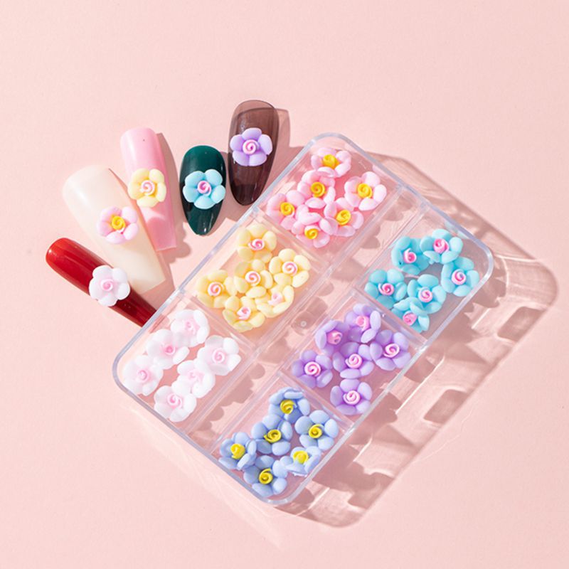 Internet Celebrity Explosions Custom Two-color Fleshy Five-petal Small Flower Nail Art Accessories Emulation Cream Gel Luminous Sequin Decoration