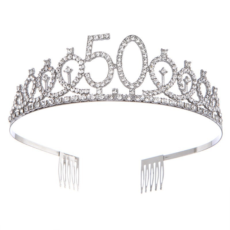 European and American party year-old digital birthday crown rhinestone headband ball hair accessories non-slip cake decoration alloy headband