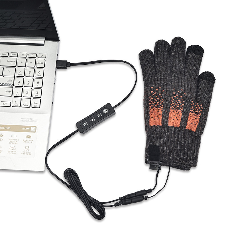 Warm USB Gloves Electric Heating Touch Screen Adjustable Temperature Warm Heating Gloves Power Bank Hand Warmer Gloves Removable and Washable