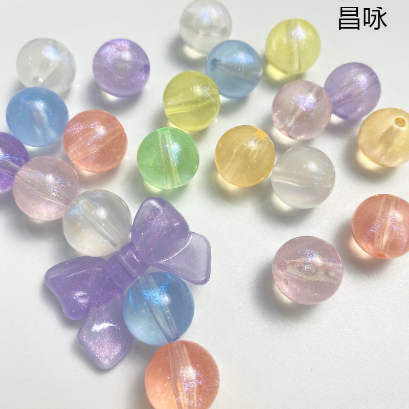 Fine Glitter Onion Pink Beads 14mm Bright Round Beads DIY Homemade Rubber Band Mobile Phone Chain Key Chain Beading Material Jewelry