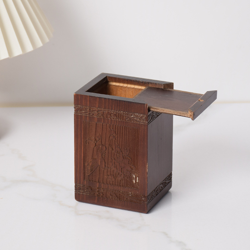 Деревянная резная урна для домашних животных Похоронные принадлежности Хранение праха домашних животных Похоронная коробка Комmemorative урна