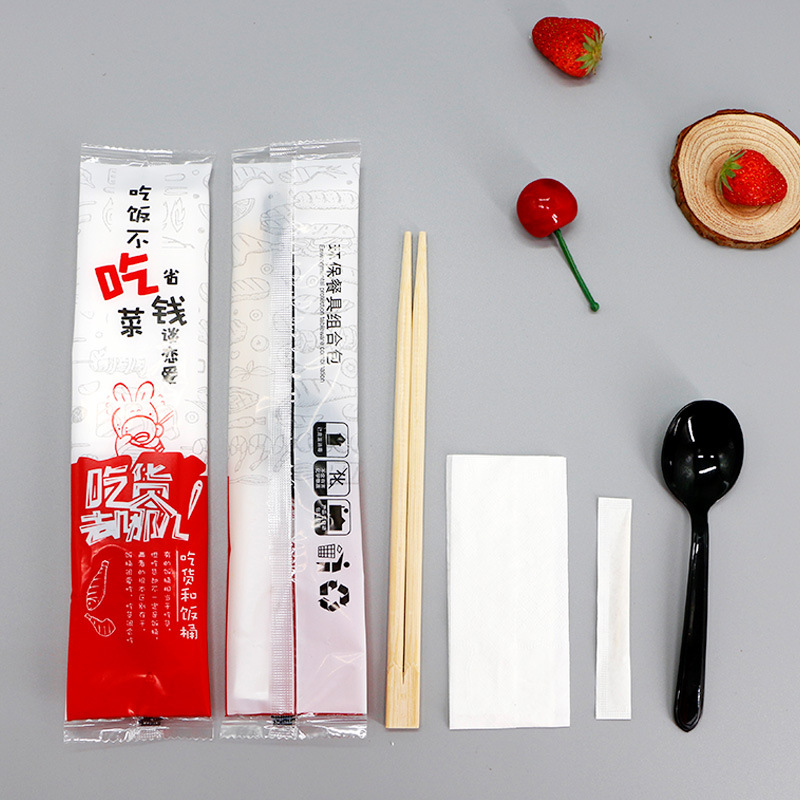 Manufacturer Customized Disposable Chopsticks Four-Piece Take-Out Tableware Package Set Four-In-One Chopsticks Individually Packaged and Customized