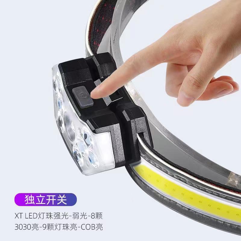 USB Rechargeable Led Dual Light Source Running Headlamp Outdoor Miner's Lamp Fishing Strong Light Cob Headlamp