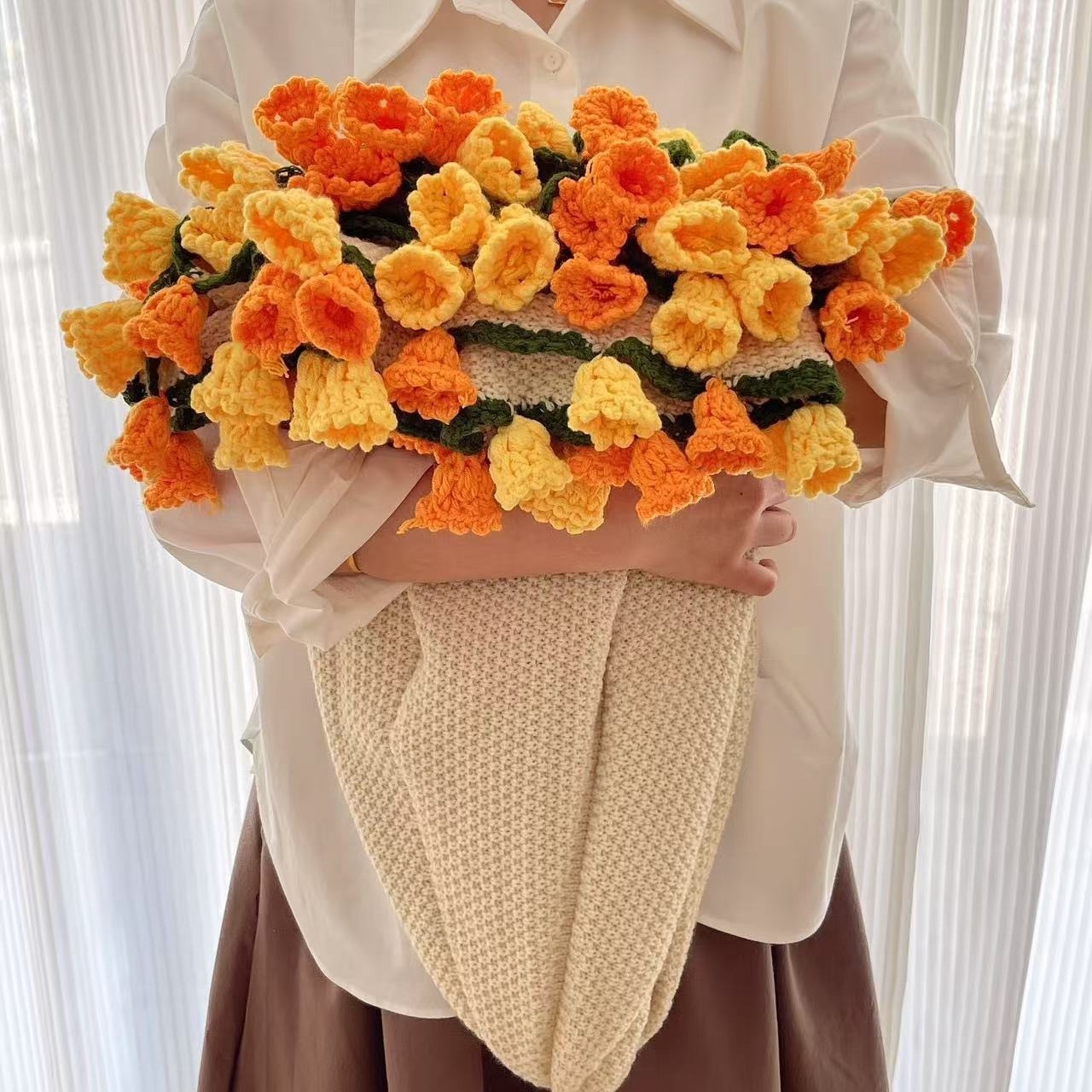 Rose Bouquet Blanket Finished Eternal Flower Nap Blanket Hand-woven Decorative Blanket Vintage Blanket Factory Outlet