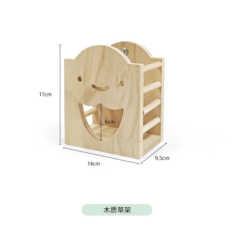New Pet Wooden Rabbit Grass Rack Guinea Pig Hay Feeder Hanging Guinea Pig Grass Rack Pet Supplies