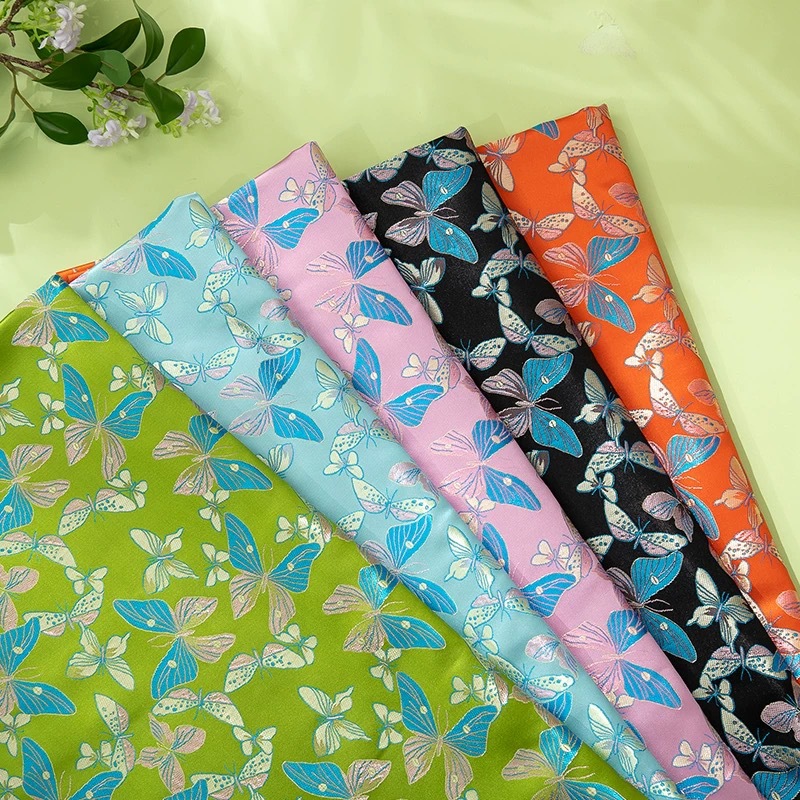 150cm Colorful Butterfly Dance Chinoiserie Children's Clothing Dress New Year's Greetings Jacquard Fabric Multi-Color Brocade Forged Tang Suit New Chinoiserie